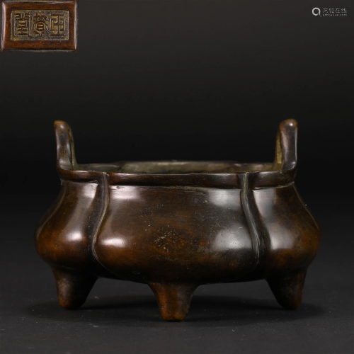 A Chinese Bronze Tripod Censer