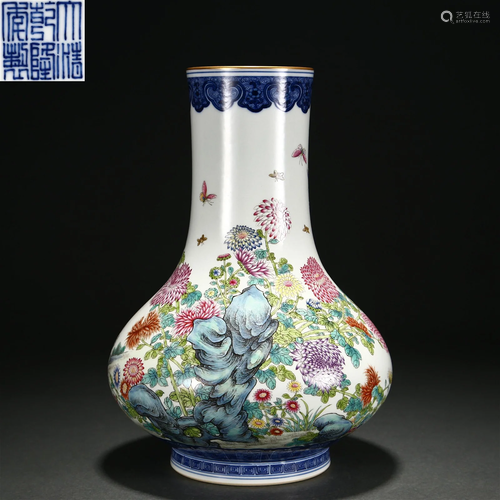 A Chinese Famille Rose Floral Vase