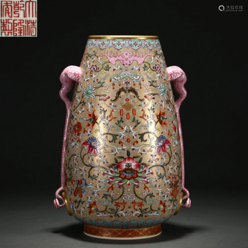 A Chinese Falangcai Floral Zun Vase