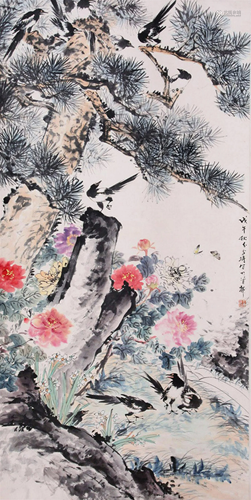 A Chinese Scroll Painting By Wang Xuetao