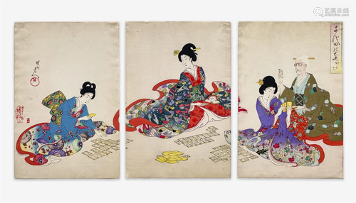 Toyohara Chikanobu - Chiyoda Castle, Triptych