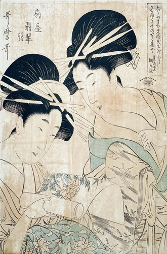 Kitagawa Utamaro - Two Beauties Admiring a Scroll