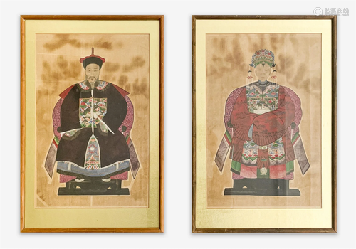 Pair of Chinese Ancestor Portraits