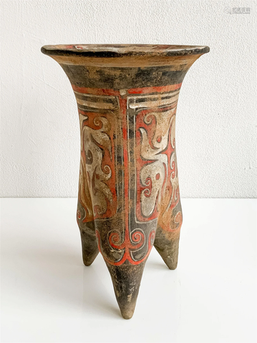 Chinese Painted Pottery Tripod Vessel (Li)