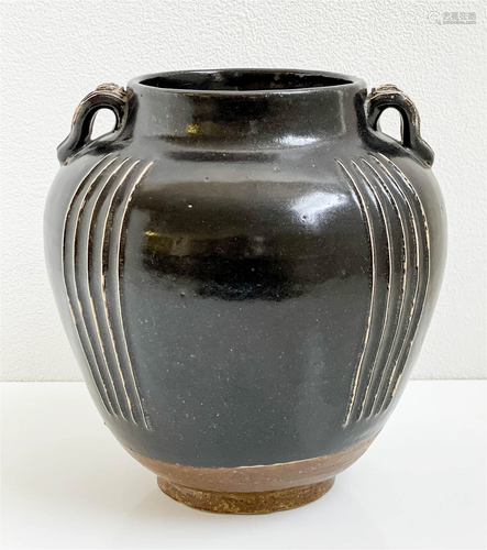 Chinese Henan Black Glazed Ceramic Vessel