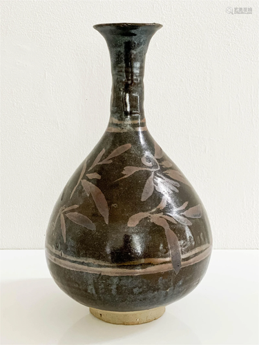 Chinese Song Style Black and Russet Glazed Ceramic Vase