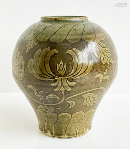 Chinese Stoneware Jar with Song Style Decoration