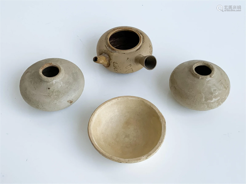 Group of 4 Chinese Stoneware Vessels