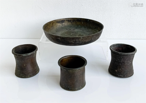 Nepalese Bronze Cups and Serving Tray