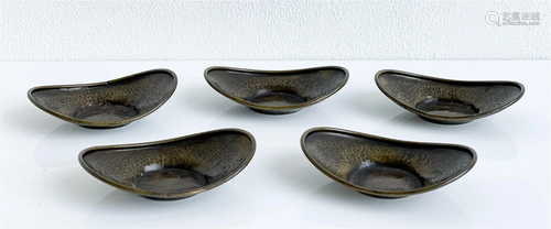 5 Nepalese Shallow Bronze Dishes