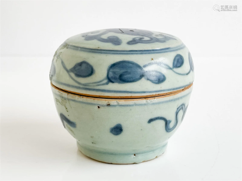 Chinese Underglaze Blue Decorated Small Ceramic Box and Cove...