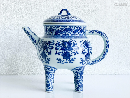 Chinese Blue and White 'Bajixiang' Porcelain Ewer ...