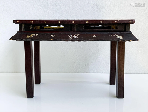 Japanese Lacquer and Mother of Pearl Inlaid Small Table