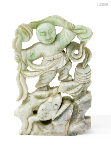 Chinese Jadeite Carved Figure of Boy