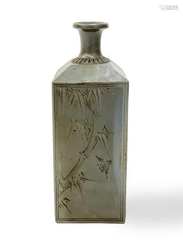 Japanese Ao-Bizen Square Bottle