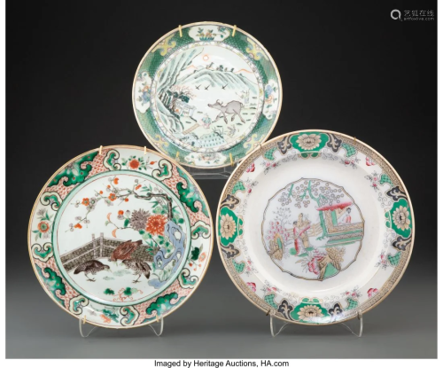 Three Chinese Export and Chinese Style Porcelain