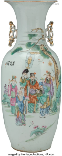 A Chinese Enameled Porcelain Vase 22-3/4 x 9-3/4