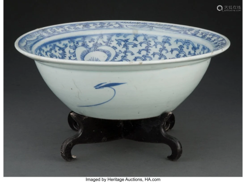 A Chinese Blue and White Bowl 3-3/4 x 11-3/4 inc