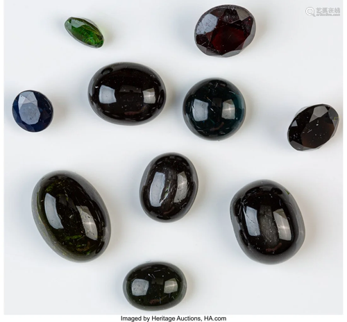 A Group of Ten Various Black Sapphires 13.86 x 1