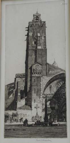 •EIGHT ETCHINGS comprising architectural subjects by Louis C...