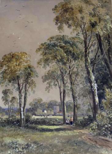 HENRY JUTSUM (1816-1869) NEAR MARLOW - BISHAM ABBEY Signed w...