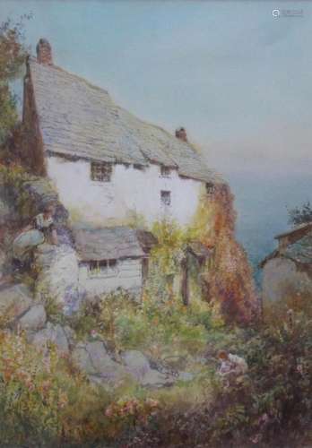 JOHN WHITE (1851-1933) OLD COTTAGE, NORTH HILL, CLOVELLY Sig...