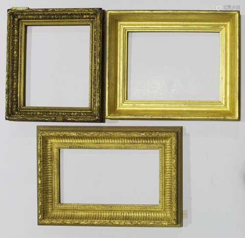 THREE PICTURE FRAMES to comprise a plain moulded rectangular...