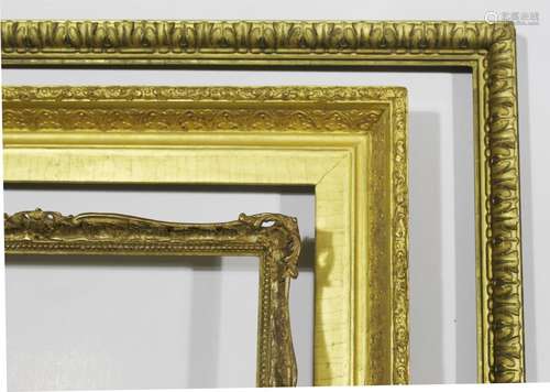 THREE PICTURE FRAMES to comprise one with acanthus leaf bord...