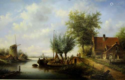 LEON ARIE FEYEN (or FEIJEN) (b.1947) DUTCH CANAL SCENE Signe...