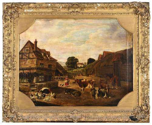 ENGLISH PROVINCIAL SCHOOL, MID-19th CENTURY A FARMYARD SCENE...