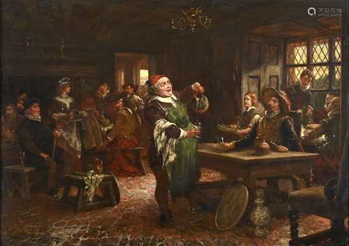 EDGAR BUNDY, ARA (1862-1922) A TAVERN INTERIOR, WITH A CAVAL...