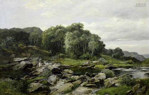 DAVID BATES (1842-1921) A BEND IN THE RIVER - THE LLEDR Sign...