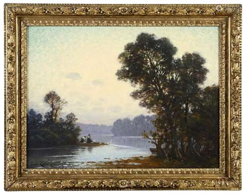 JEAN LARONZE (1852-1937) RIVER LANDSCAPE, CHAROLAIS Signed, ...