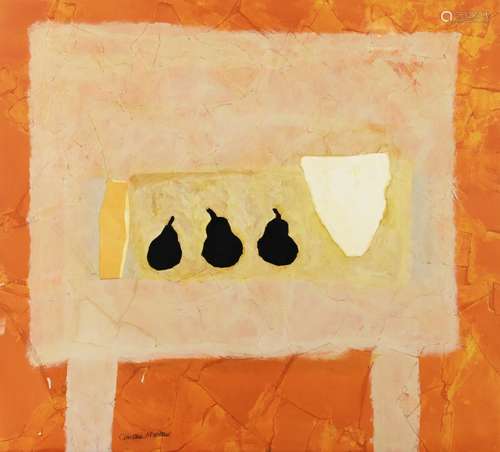 •CHRISTINE McARTHUR (b.1953) THREE PEARS Signed, mixed media...