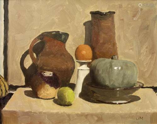 •JOHN MADDISON (b.1952) STILL LIFE WITH A TENNIS BALL Signed...