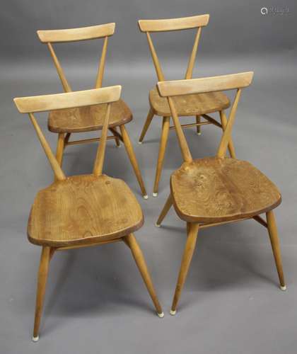 SET OF FOUR ERCOL STACKING CHAIRS a vintage set of four dini...