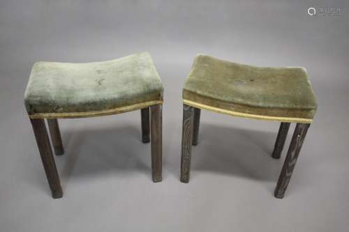 PAIR OF CORONATION STOOLS - GEORGE VI two limed oak stools, ...