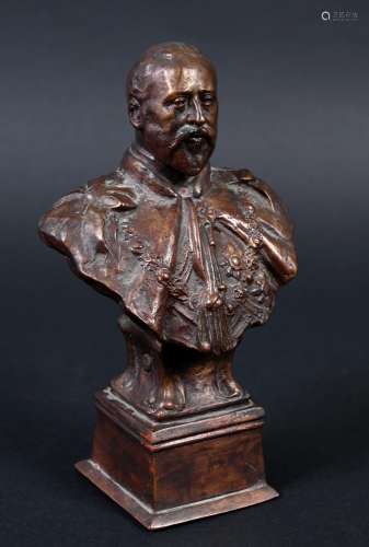 BRONZE BUST OF KING EDWARD VII - ELKINGTON & CO a bronze...
