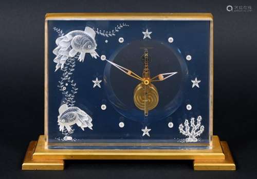 JAEGER LE COULTRE AQUARIUM CLOCK - MARINA a lucite and gilt ...