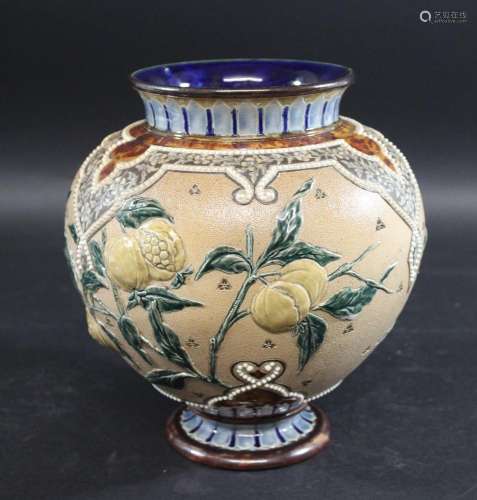 DOULTON LAMBETH JARDINIERE - 1887 with a raised design of fr...