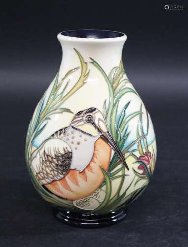 MOORCROFT TRIAL VASE - WOODCOCK, RSPB a modern trial vase in...