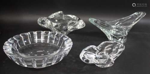 DAUM FRENCH GLASS BOWL a crystal glass bowl of elongated for...