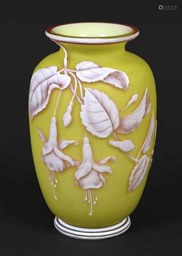 THOMAS WEBB & SONS CAMEO GLASS VASE the yellow ground ov...