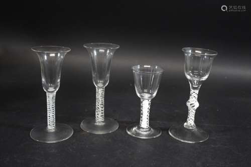 ANTIQUE AIR TWIST WINE GLASSES including two similar glasses...