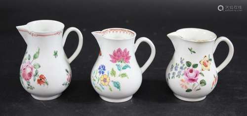 18THC WORCESTER SPARROW BEAK JUG painted in a famille rose p...