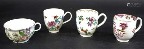 WORCESTER TEACUP an unusual cup painted with vines bearing f...