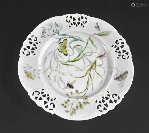 ROYAL WORCESTER CABINET PLATE - BUTTERFLIES circa 1860-1870,...