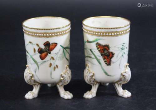 PAIR OF 19THC ROYAL WORCESTER PORCELAIN VASES - BUTTERFLIES ...