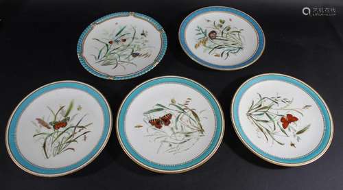 ROYAL WORCESTER CABINET PLATES 5 various Victorian plates, o...