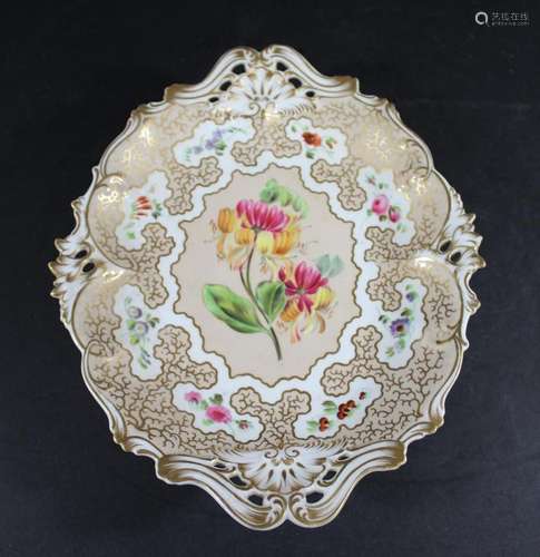 H & R DANIEL - LARGE 19THC BOTANICAL ENGLISH PORCELAIN D...